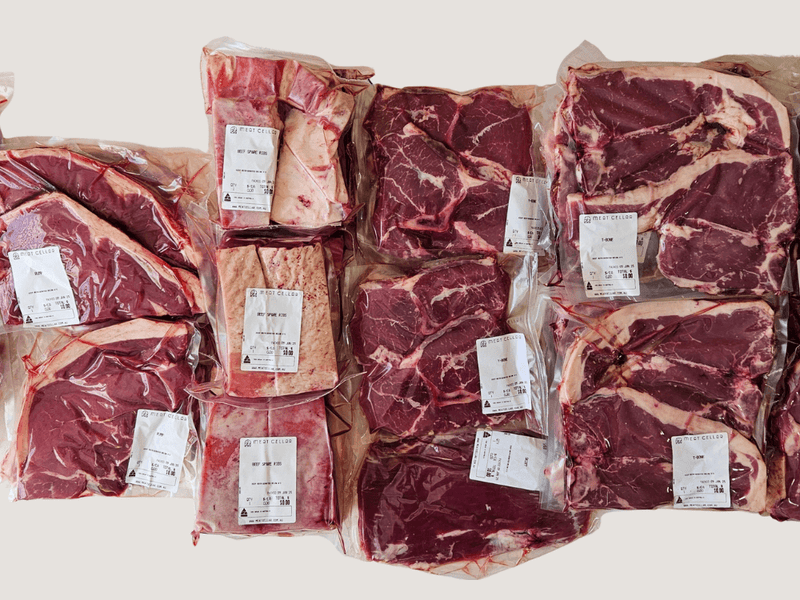 30kg SteakHolders Box from Meat Cellar — premium bulk beef pack with steaks, roasts, mince and sausages, individually packed and vacuum sealed for freezer storage
