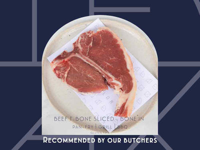 T-bone steak from Meat Cellar — the best of both worlds with tender eye fillet and bold-flavoured sirloin.