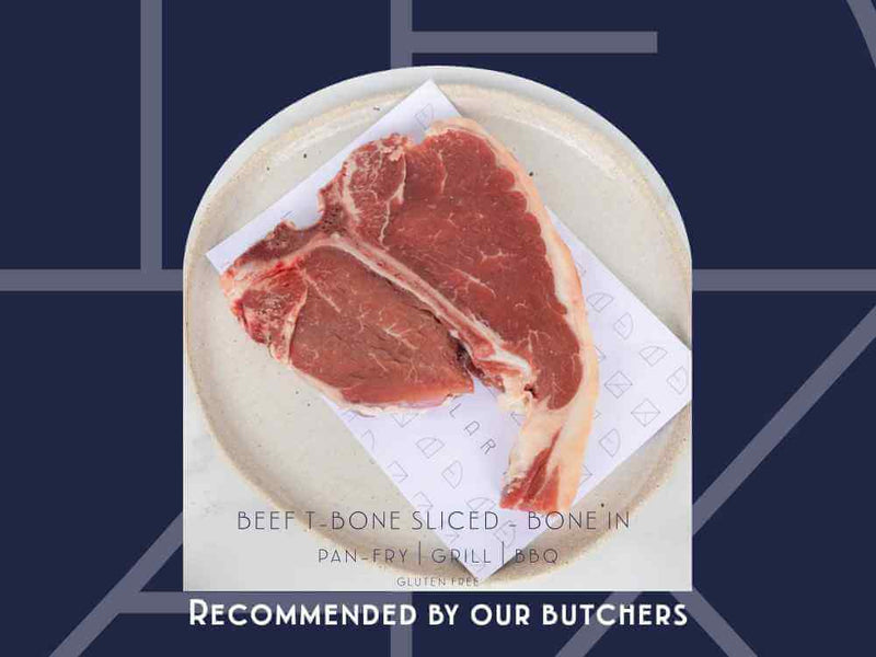 T-bone steak from Meat Cellar — the best of both worlds with tender eye fillet and bold-flavoured sirloin.
