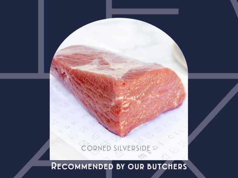 Corned silverside from Meat Cellar — classic Aussie cut, salt-cured and perfect with mustard sauce or white sauce.