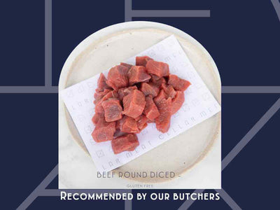 Beef round steak from Meat Cellar — lean and versatile, great for stir-fries or quick pan meals.