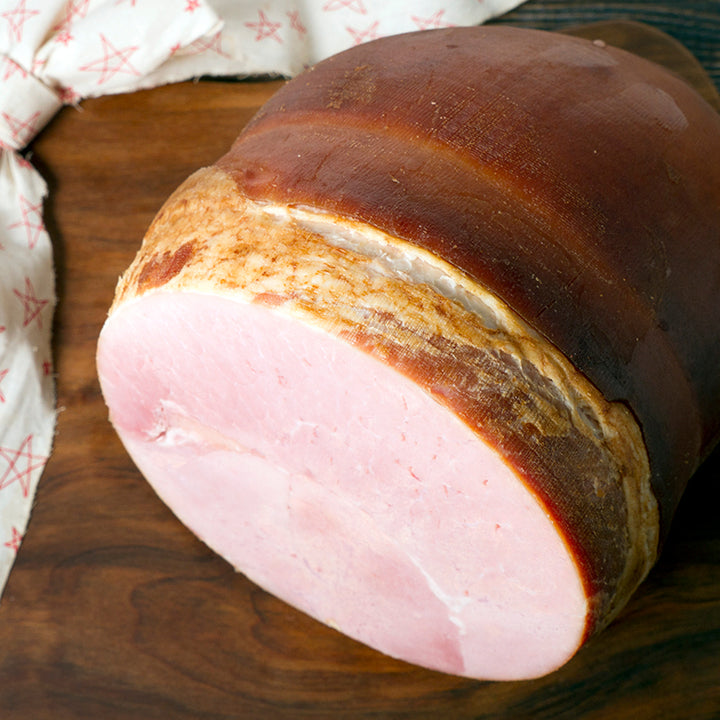 Boneless ham, boned, rolled and smoked in our Westridge shop