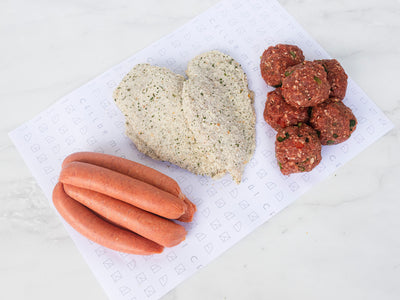 Kids meal meat pack, hamburgers, Snitchzel and sausages